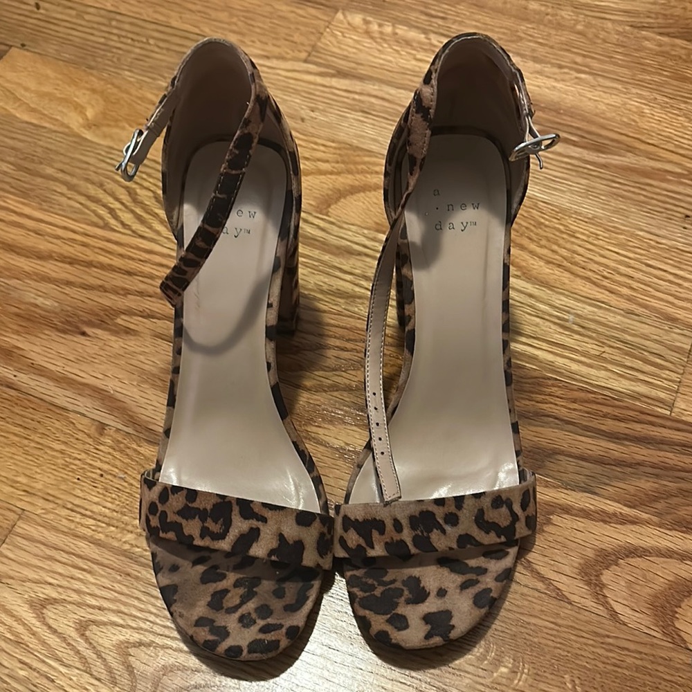 A New Day Leopard Print Heels with Ankle Strap